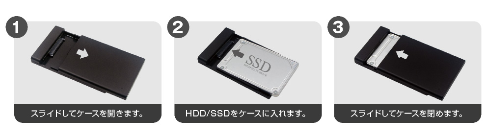 ネジ・工具不要 2.5型SATA HDDケース USB3.1Gen1（USB3.0）USB2.0接続 UASPモード アオテック製品 AOK-25CASE-SLU3 アイティプロテック