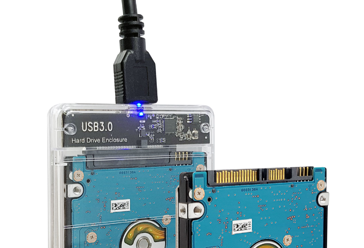 ネジ・工具不要 プレミアムオールクリアボディ 2.5型SATA HDDケース USB3.1Gen1（USB3.0）