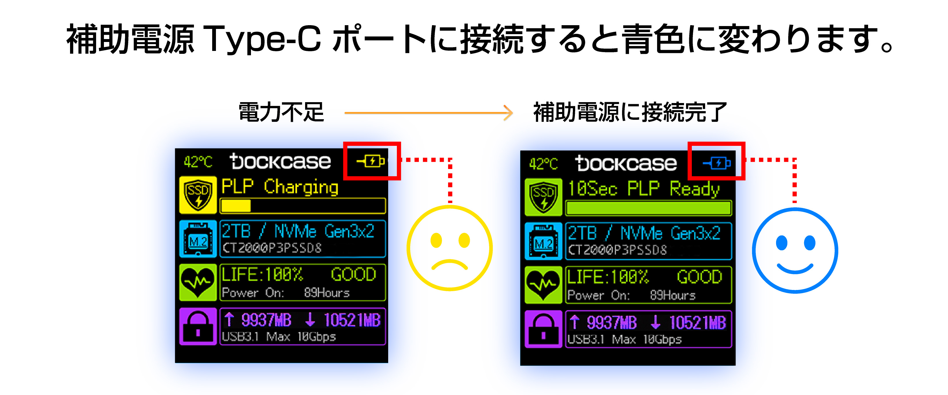 ITPROTECH LCD搭載 ポータブルSSD ハイスピード 4TB／2TB DSWC1C-ES-4000／DSWC1C-ES-2000 アイティプロテック
