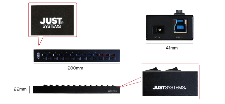 オールスイッチ式ハイブリッド USBハブ-Black Edition- IPT-13HUB-JUST/BK アイティプロテック