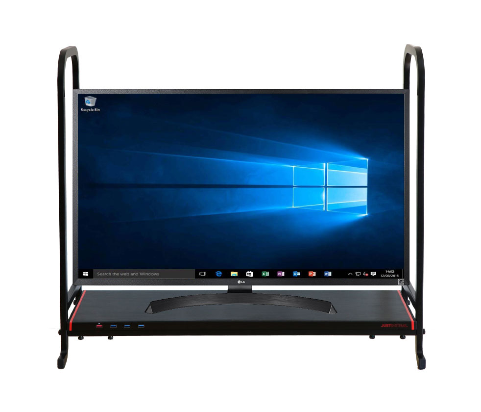 ジャストシステムロゴ入USB3.0ハブ付デスクトップシェルフ IPT-STANDPOWERHUB-JUST2