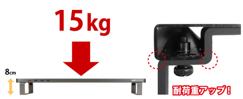 JUSTロゴ入りUSB3.0ハブ付デスクトップシェルフ 通 ～砲金～ IPT-STANDPOWERHUB-JUST/GM アイティプロテック