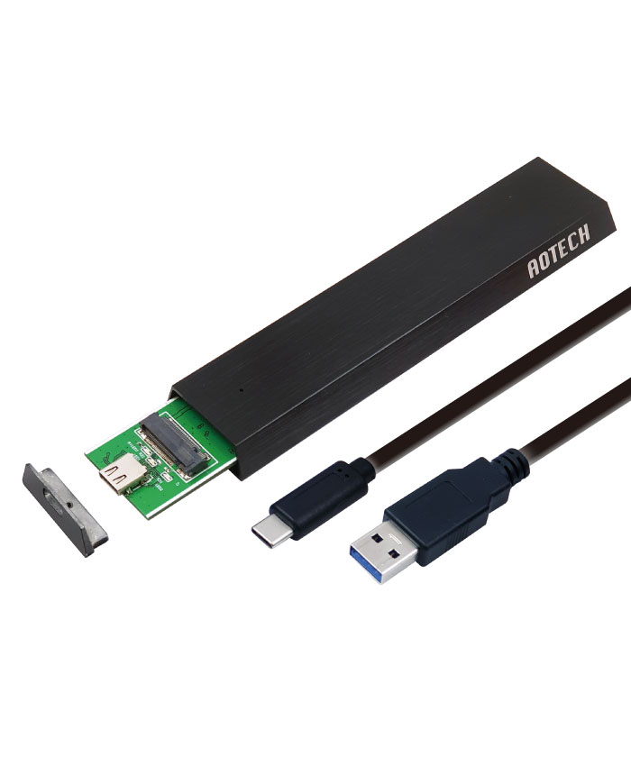 アルミ製冷却設計Type-Cコネクタ SATA M.2（NGFF接続タイプ）SSDケース USB3.1Gen2  USB3.1Gen1（USB3.0）接続 UASPモード対応 AOK-M2SATA-U31G2A アオテック アイティプロテック